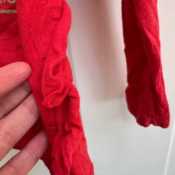 Nautica 3T Red & Gold Let Yourself Sparkle Holiday Long Sleeve Tee Shirt Blouse - Picture 3 of 6